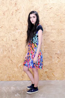 Abstract Print Drop Waist Dress