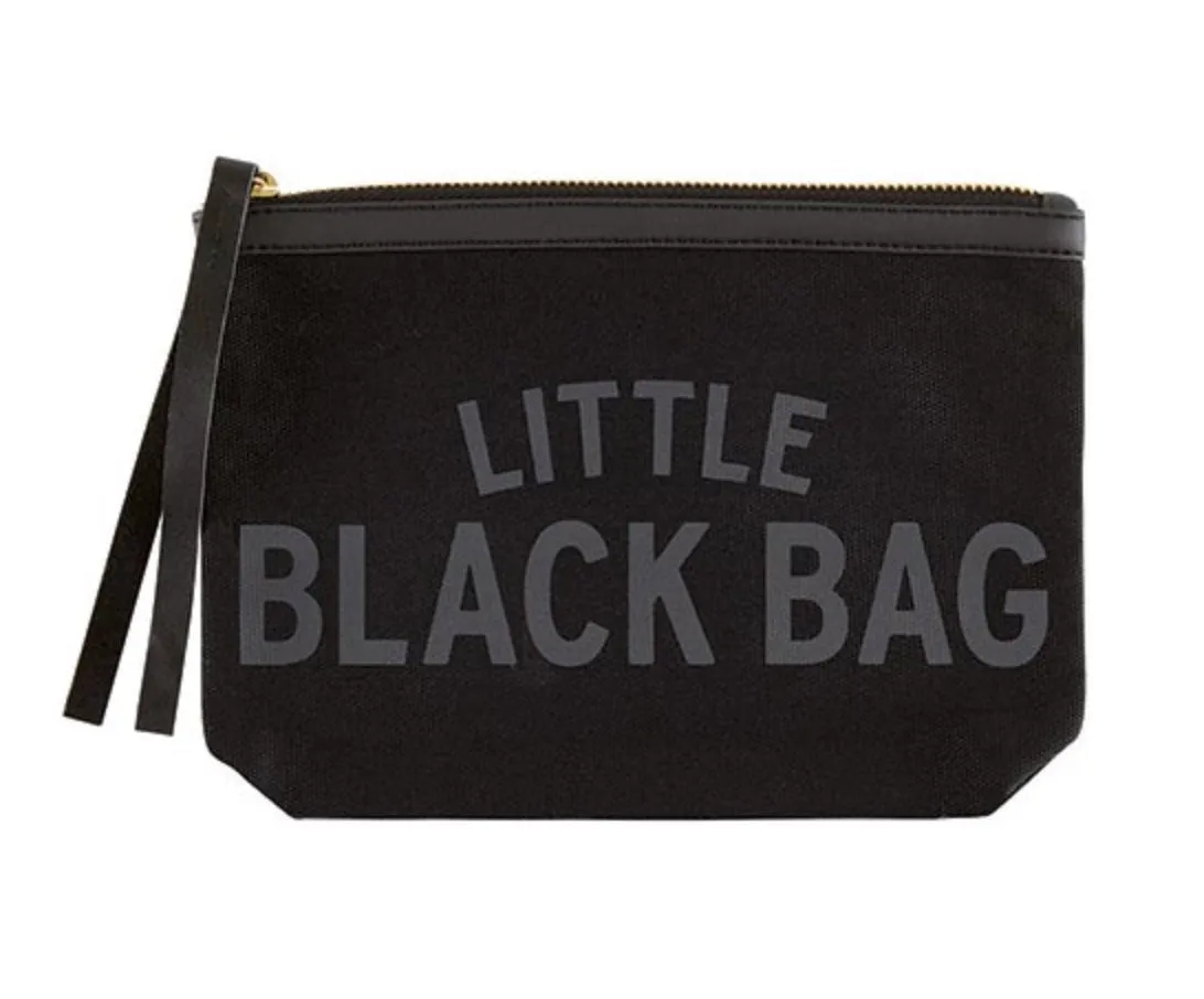 Black Canvas Zipper Pouches - Black Text