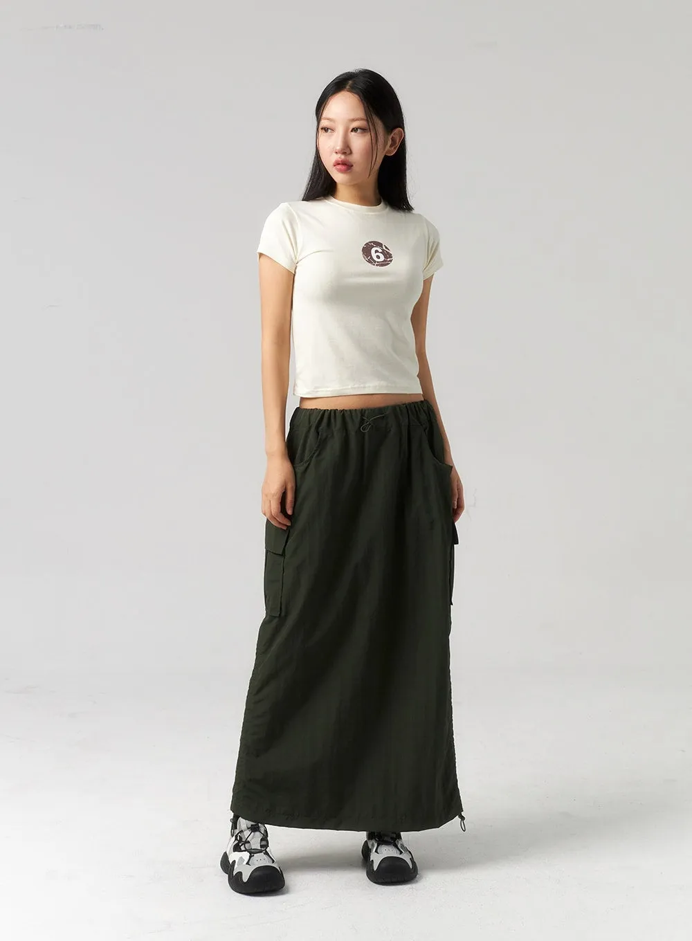 Cargo Nylon Maxi Skirt CU327