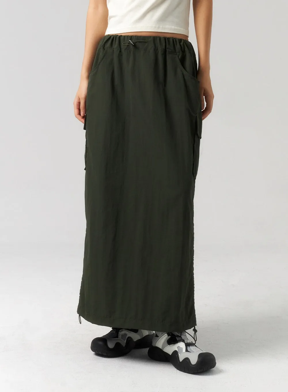 Cargo Nylon Maxi Skirt CU327