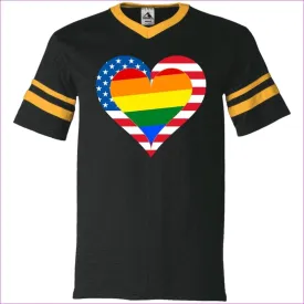 Country & Pride Love V-Neck Sleeve Stripe Jersey