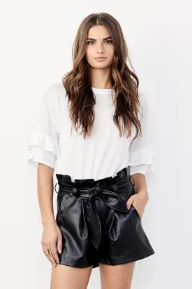 DAVID LERNER - Paperbag Waist Belted Short in Black