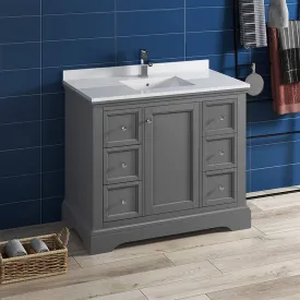 Fresca FCB2440GRV-CWH-U Windsor 40" Gray Textured Traditional Bathroom Cabinet with Top & Sink