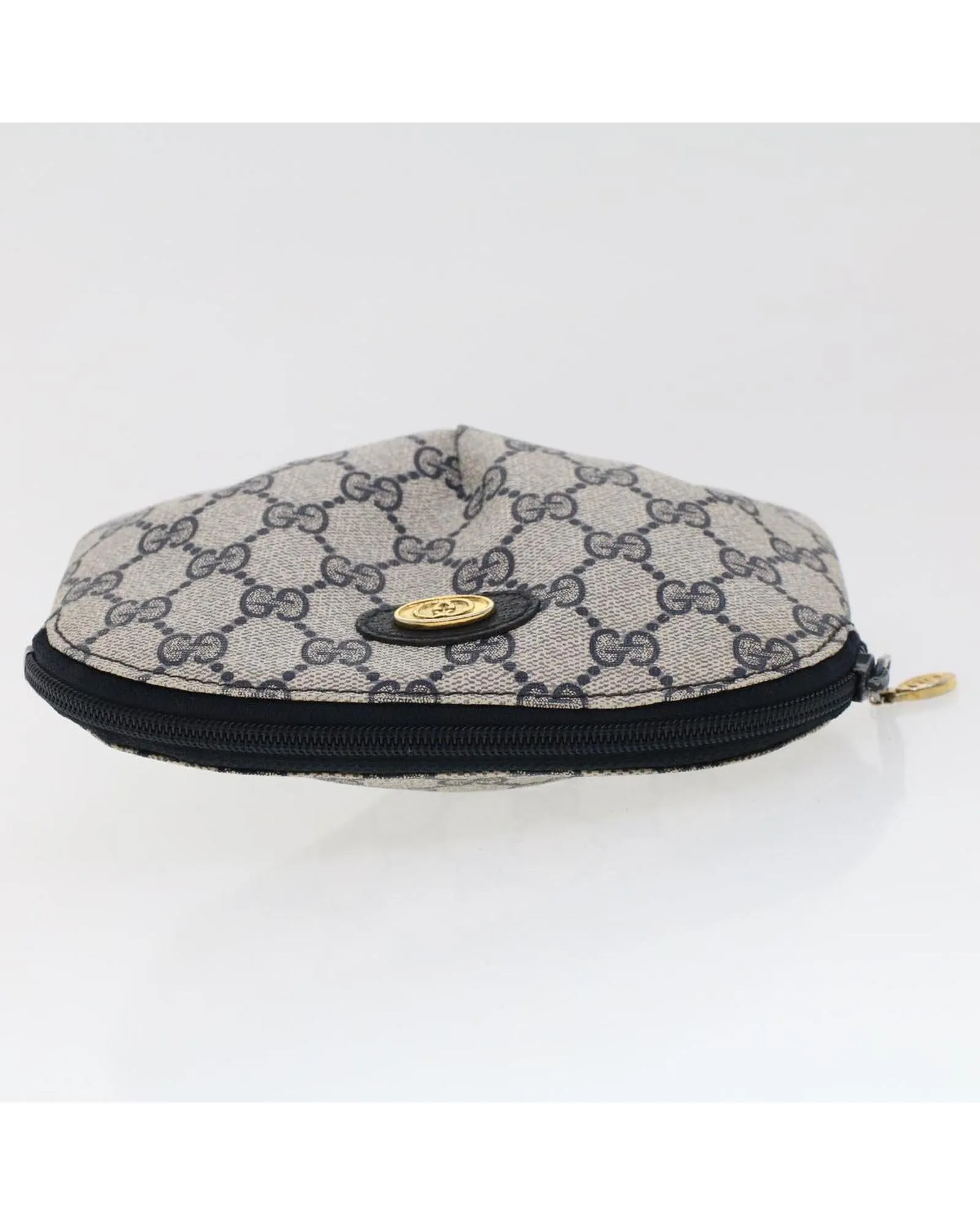 GG Canvas Pouch PVC Leather Navy Gray