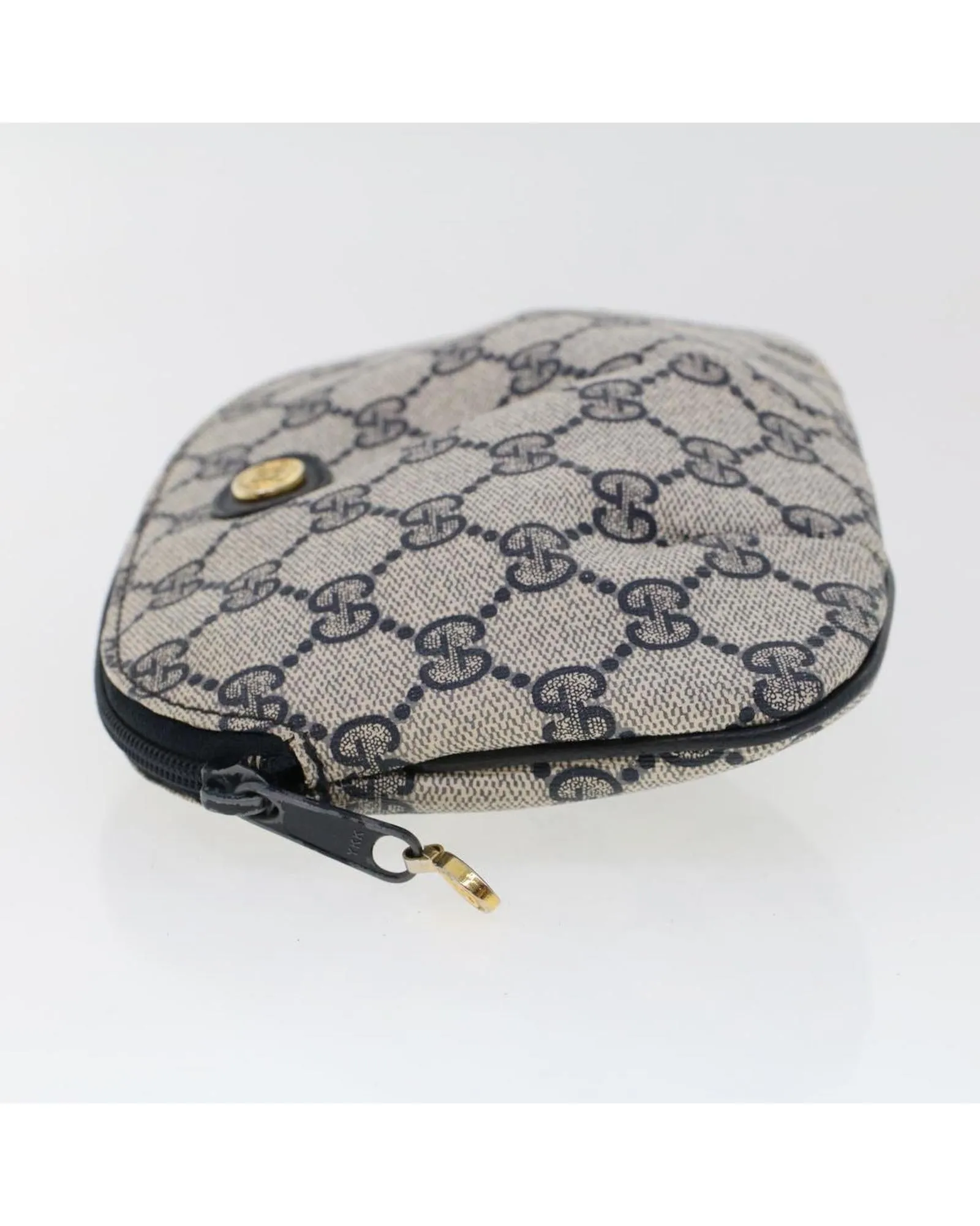 GG Canvas Pouch PVC Leather Navy Gray