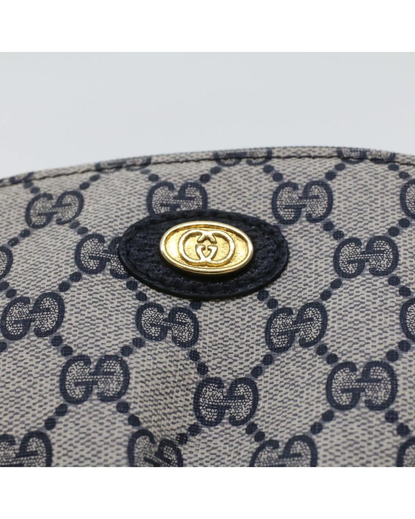 GG Canvas Pouch PVC Leather Navy Gray