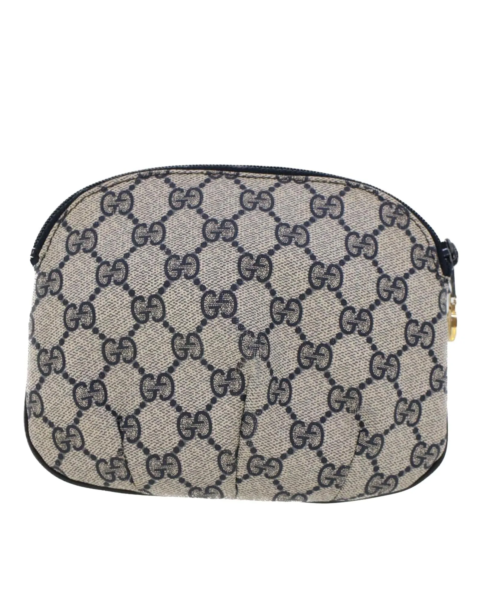 GG Canvas Pouch PVC Leather Navy Gray