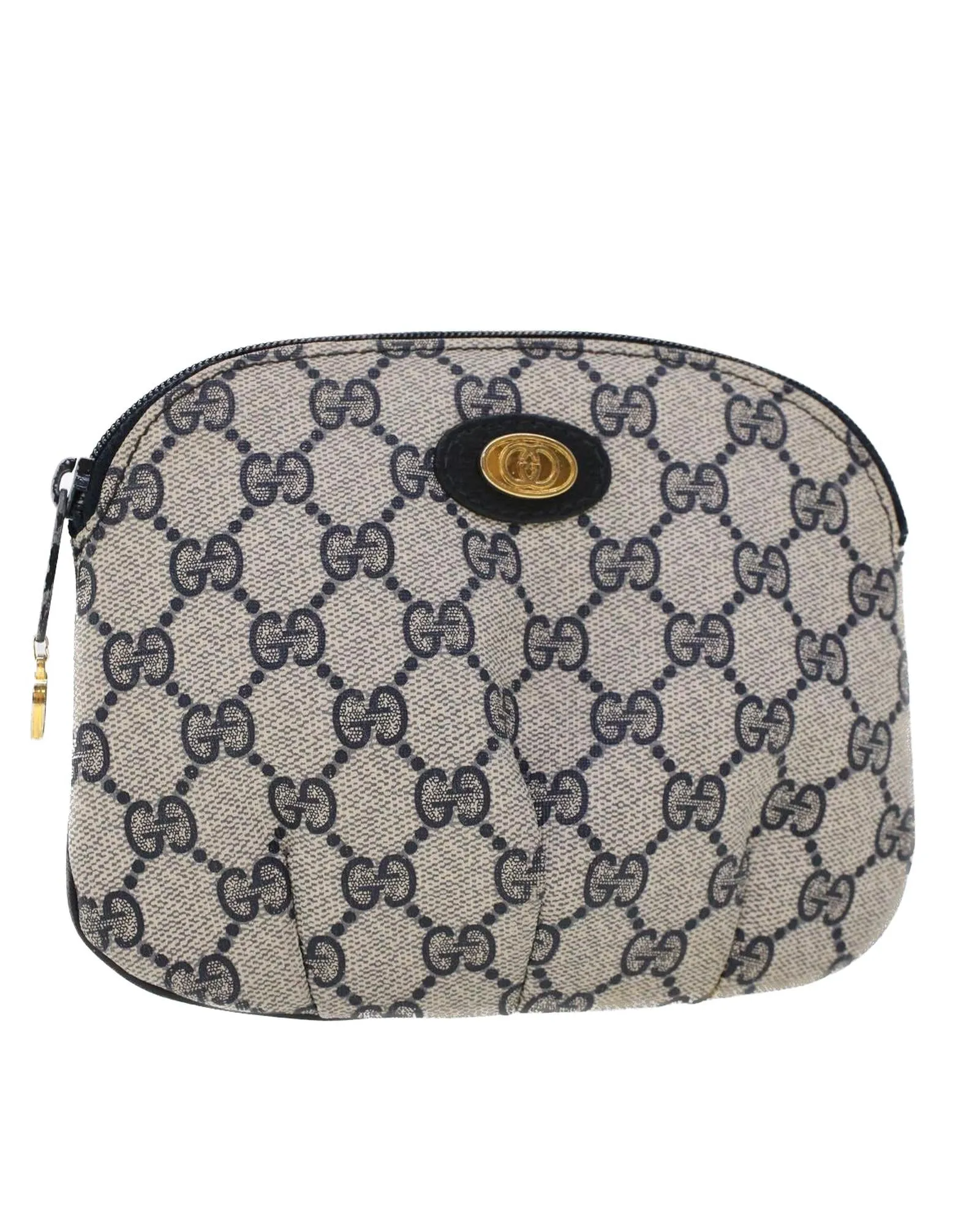 GG Canvas Pouch PVC Leather Navy Gray