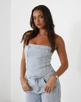 Kloe Denim Corset Top (Light Vintage)