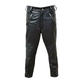 Mens Black Sheep Leather Quilted Design Pant Motorcycle Bikers Jeans - J9