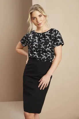 SJ039 - Pleat Neck Blouse - Etched Spot