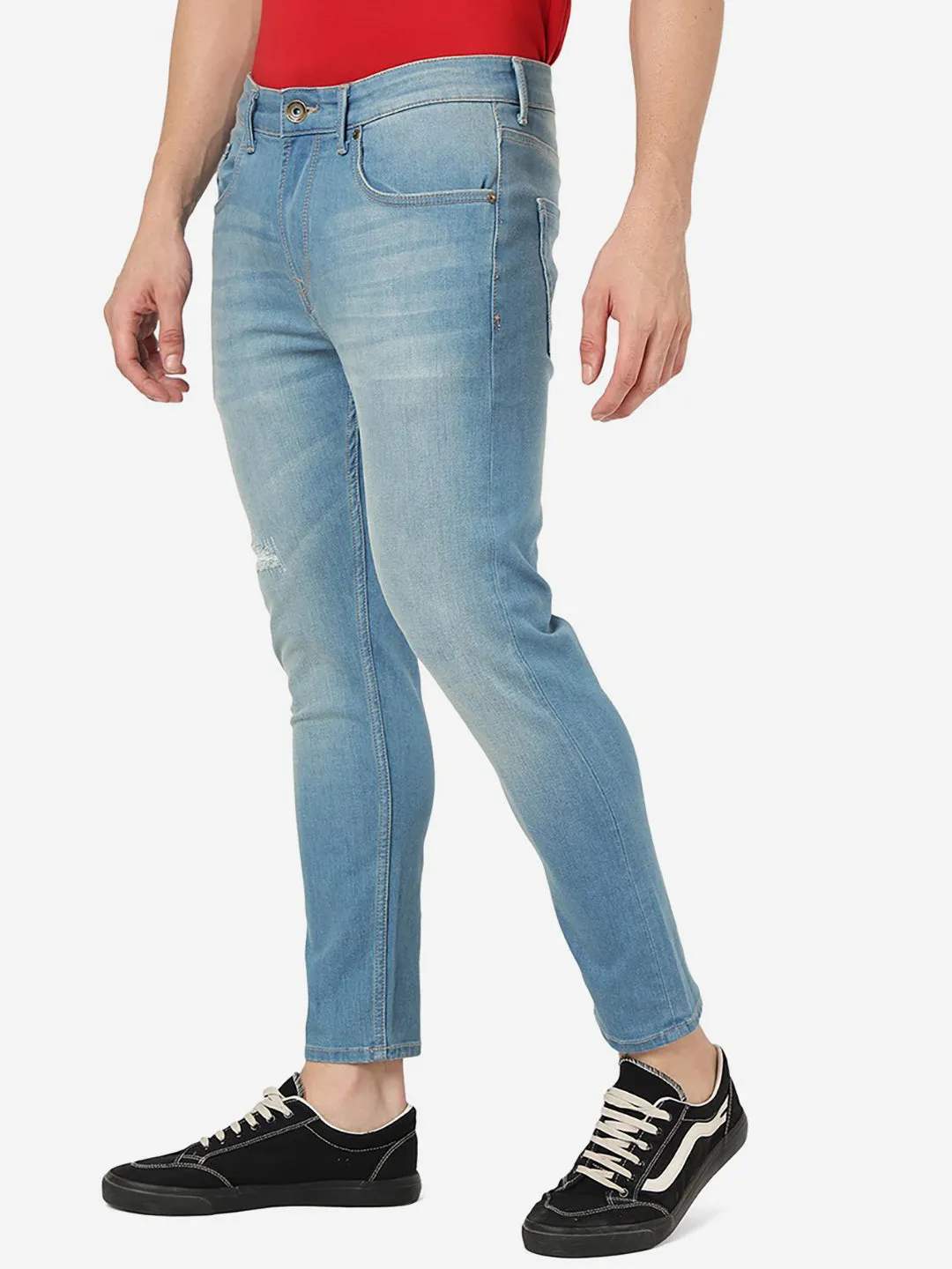 Sky Blue Solid Rider Fit Jeans | JadeBlue