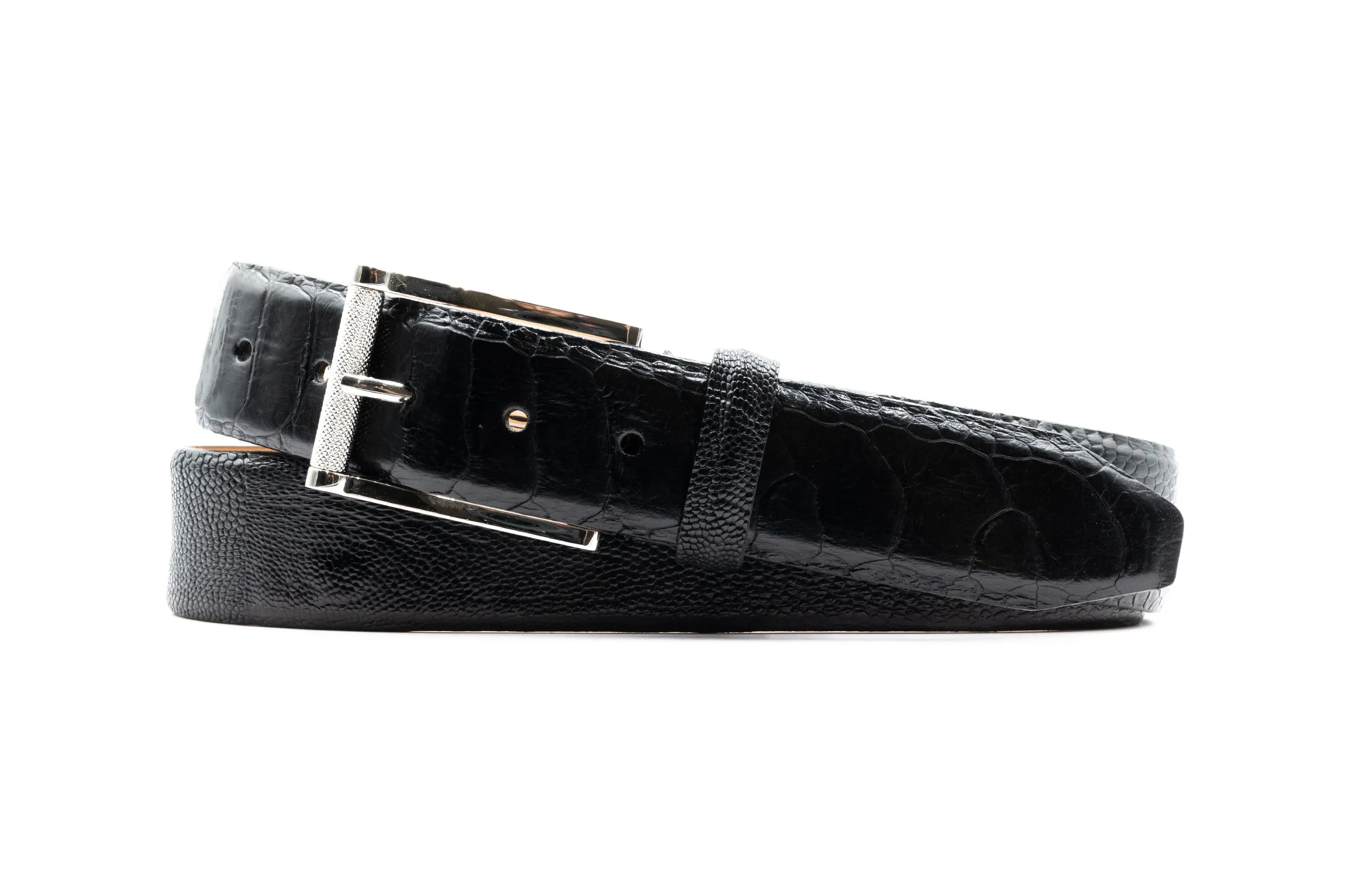 South African Ostrich Belt - Black