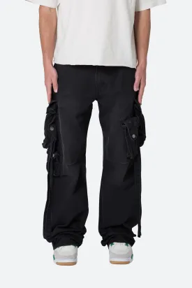 Strapped Multi Cargo Pants - Black