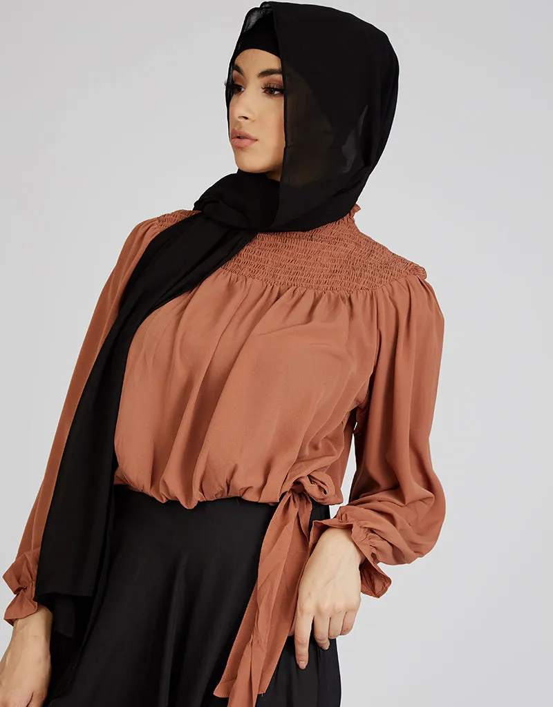 Tie Waist Chiffon Blouse