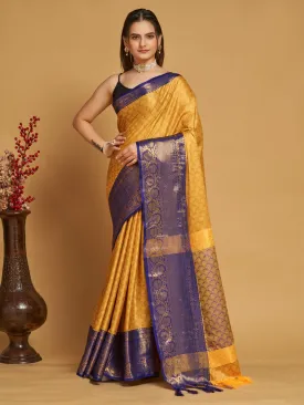 Women Party Wear Designer Yellow Colour Banarasi Silk Saree Collection